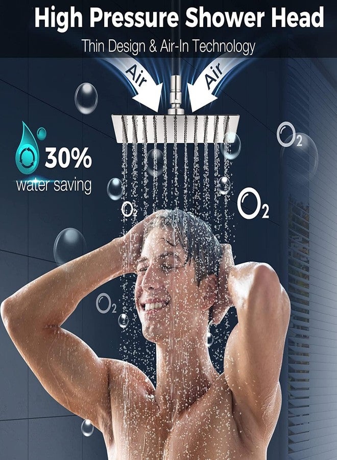 ENNIUS Stainless Steel Shower Head - 4 Inch Slim Overhead Rain Shower With Adjustable Steel Design For Bathroom (Shower Only) - Image 5